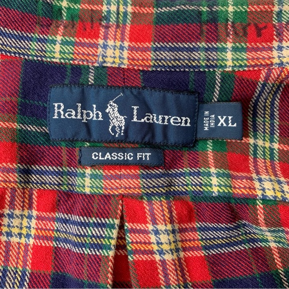 RALPH LAUREN Sz XL Red Tartan Plaid Flannel Classic Fit Button Down L/S Shirt - Picture 8 of 11